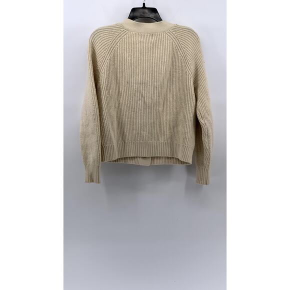 OLD NAVY Women's Beige Ribbed Button-Up V-Neck Long Sleeve Cardigan SZ S - Picture 2 of 10